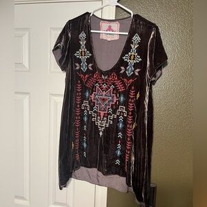 Johnny Was velvet top. Longer in the back!